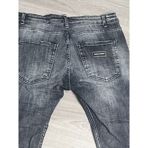 Dsquared2 Jeans Men's Sz 32x28.5 50 Slim Charcoal Distressed Paint Splatter